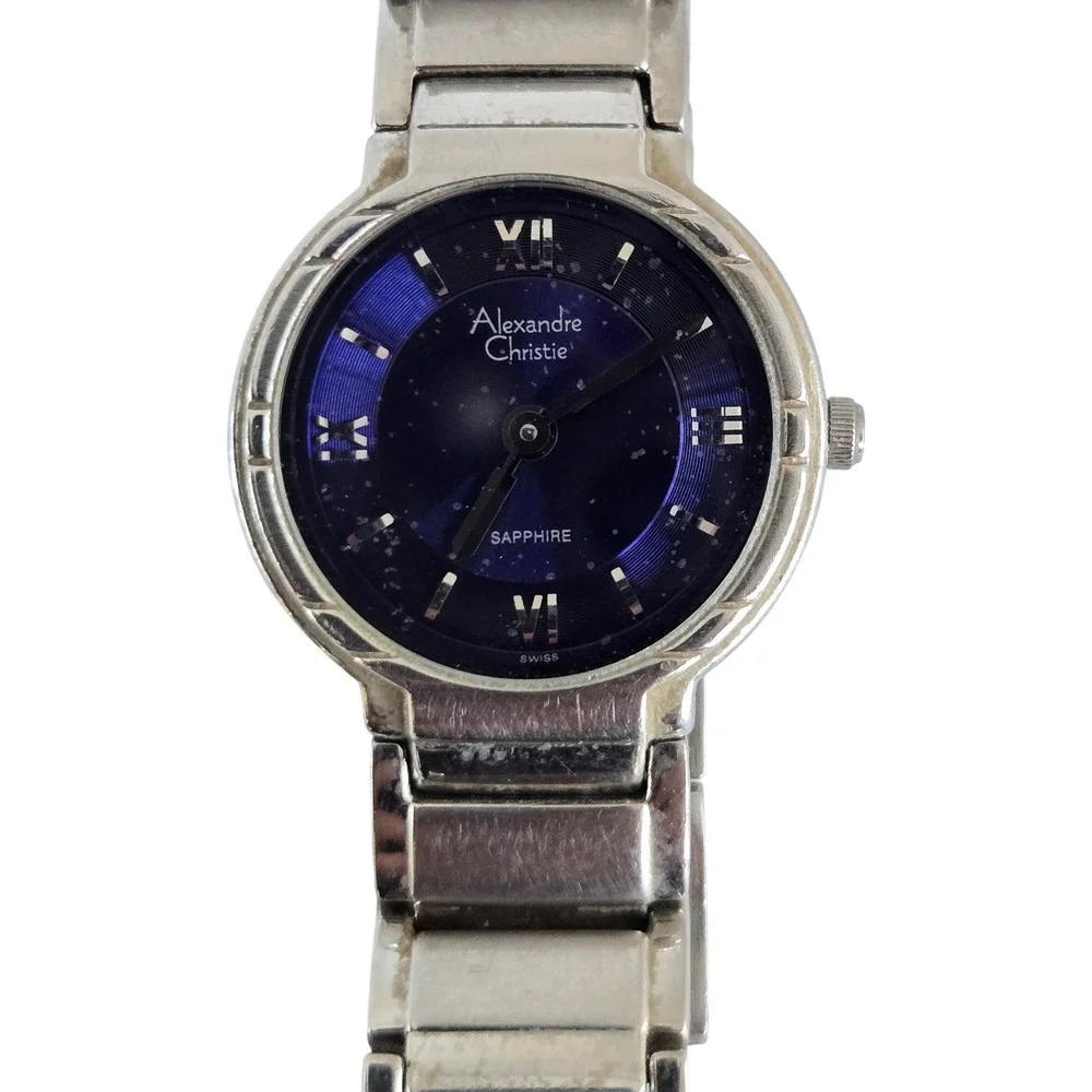 Alexandre Christie 8053L Watch Womens Silver Blue Dial Sapphire 5.5